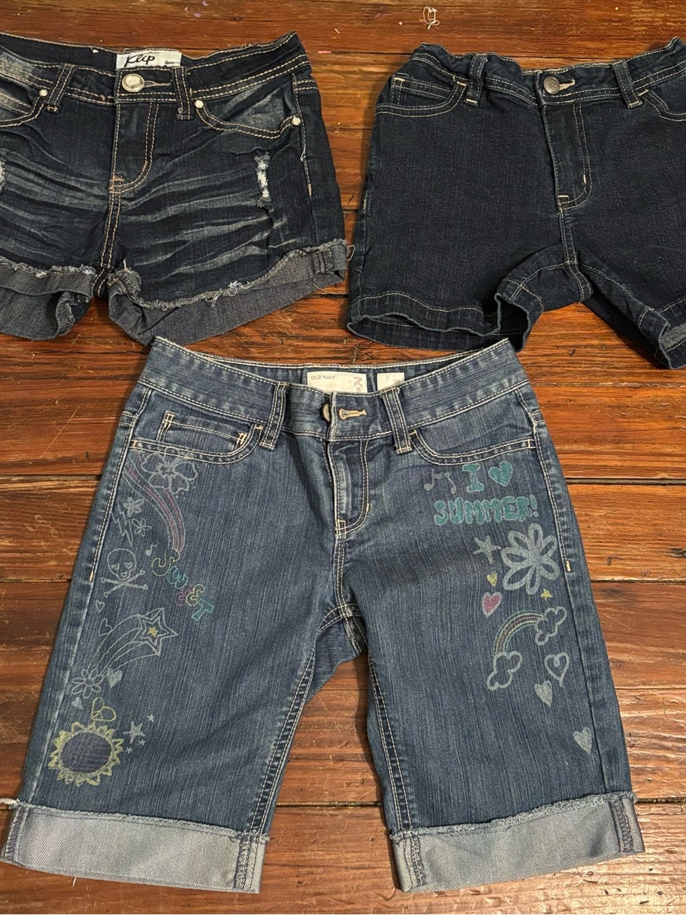 (3) Girls Denim Shorts-size 10